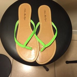 Green & tan sandals