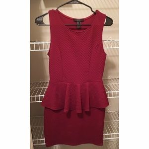 Burgundy Forever 21 Peplum Dress sz M