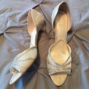 Cream and gold heels