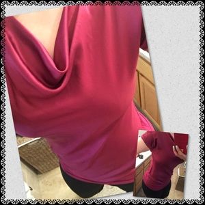 New York & Co. Women’s Burgundy Draped Neck Blouse