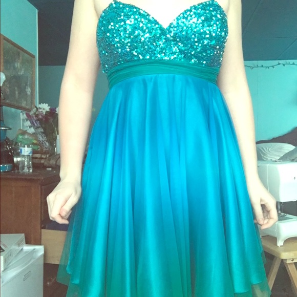 Prom dress blue and green