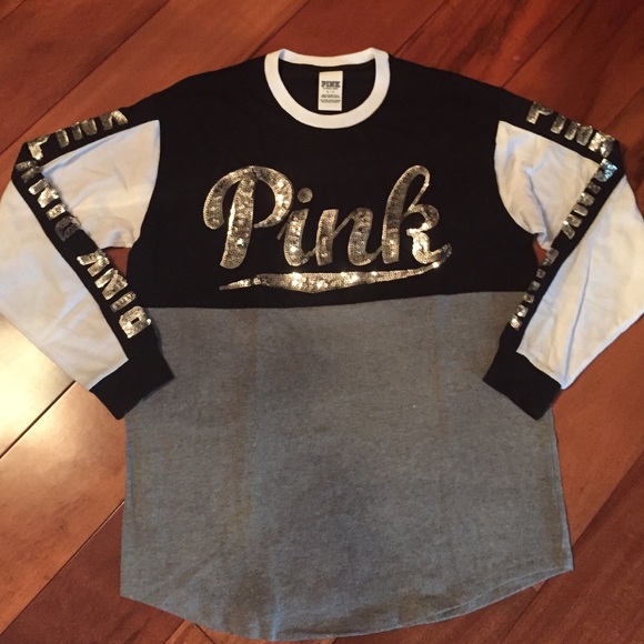 Victoria's Secret PINK bling varsity shirt NWOT