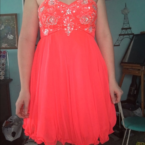 Prom dress bright peach/ orange/ pink