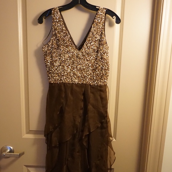 Badgley Mischka Sleeveless Sequin Detail Dress - Picture 1 of 4