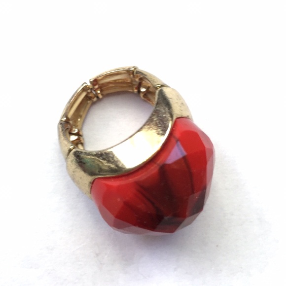 Adjustable Red Stone Statement Ring - image 2