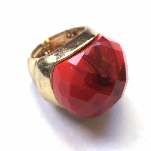 Adjustable Red Stone Statement Ring - image 1