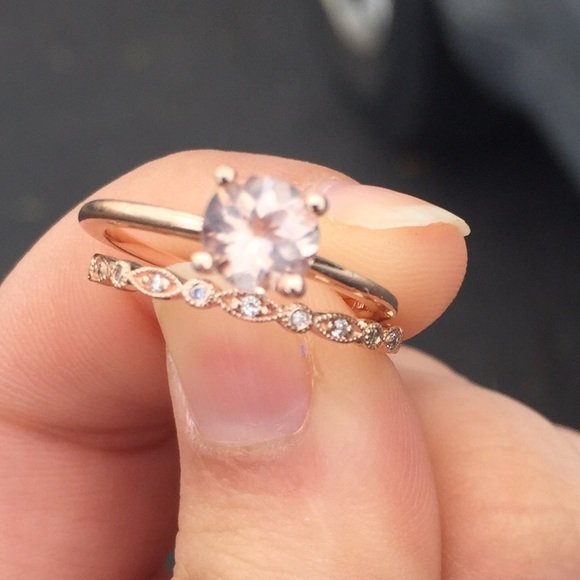 SOLD Custom Rose Gold Wedding Ring Set - Picture 2 of 3