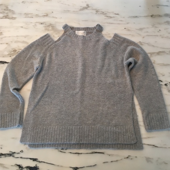 Gray Open Shoulder Sweater