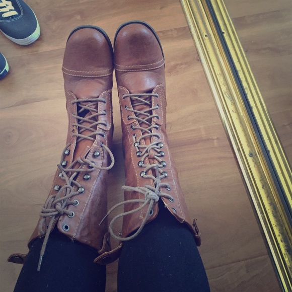 Brown combat boots