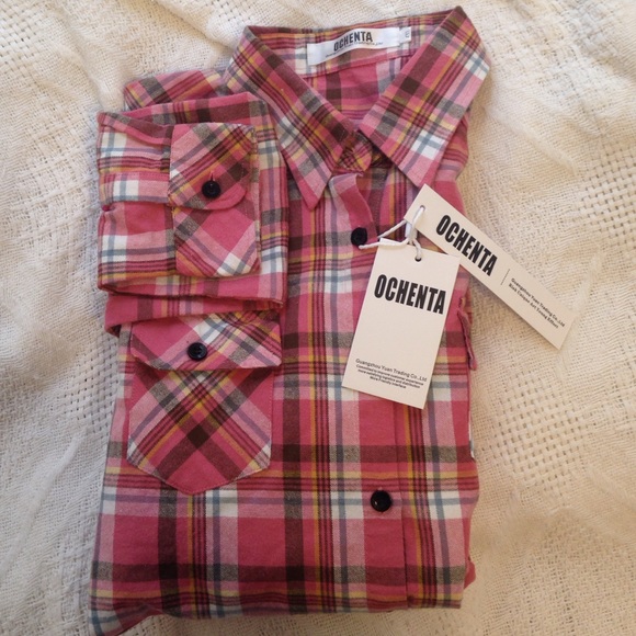 BNWT! pink, yellow & brown flannel