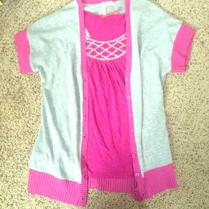 Gray and pink cardi