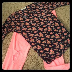 Floral mid-sleeve tee