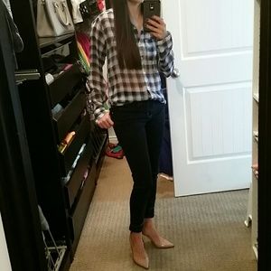HOLLISTER BLUE PLAID SHEER SHIRT