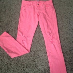 Hot pink skinny jeans
