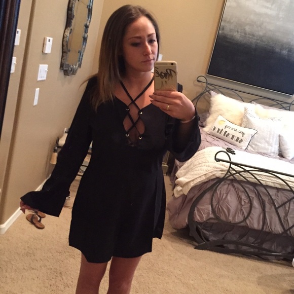 Nasty Gal Black laced front romper