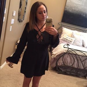 Nasty Gal Black laced front romper