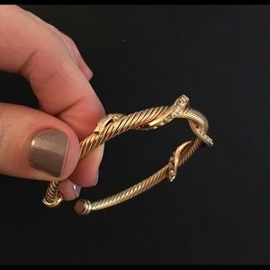 Gold Vermeil Cable Bracelet with CZ Snake