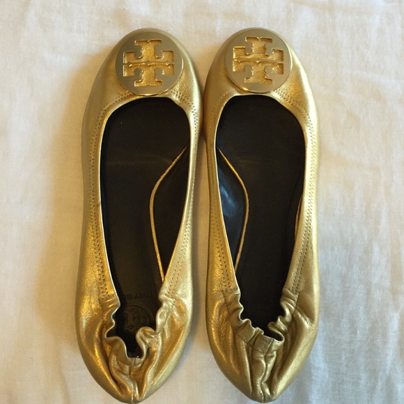 Tory Burch Gold Flats