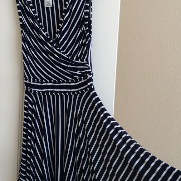 Striped navy and white dress