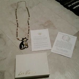 14kt gold and pearl kitty necklace
