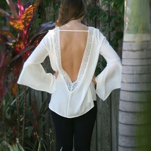 Open Back Bell Sleeve Blouse