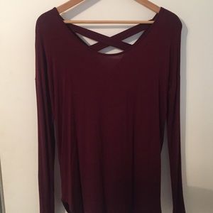 Burgundy top with back lace down