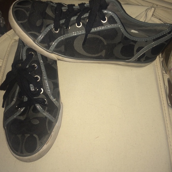 Black and grey coach shoes