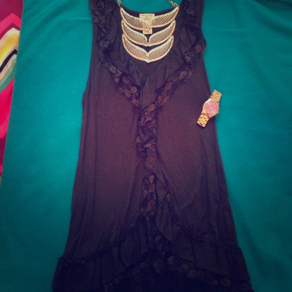 Charcoal edgy lace top