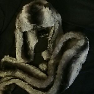 Faux fur hat and scarf set