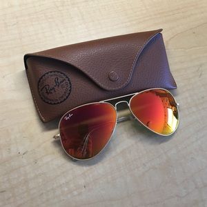 Ray Ban Aviator Sunglasses (Red/Orange)