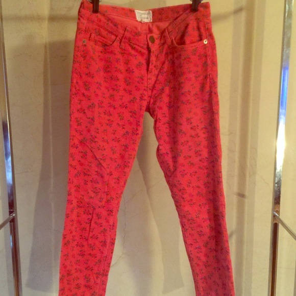 Current Elliott Coral printed corduroy skinny -27