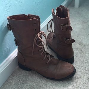 Brown combat boots