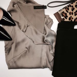 TheLimited Champagne Ruffled Blouse