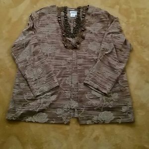 Coldwater Creek Brown Floral Sweater Set