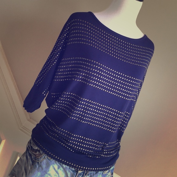 Kenneth Cole Tops - Kenneth Cole Rivet Detail Shirt Size S/M Navy