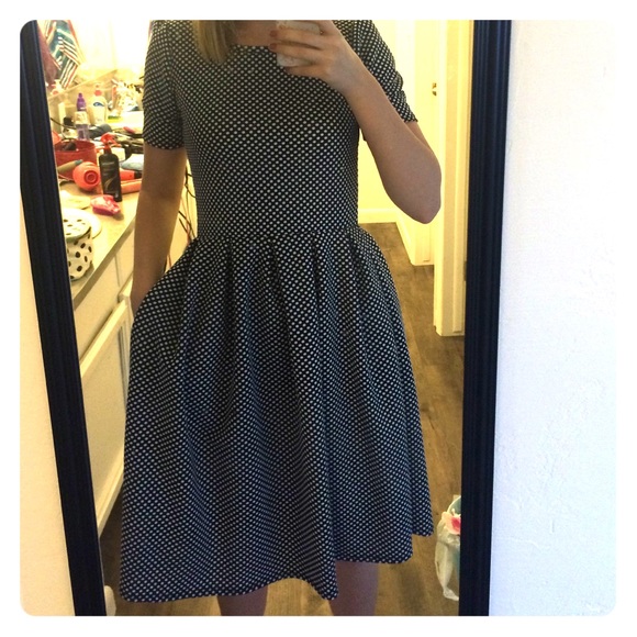 Black and white polka dot dress with pockets
