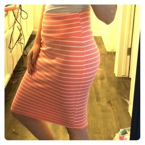 Coral pencil skirt