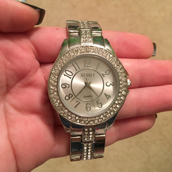 Silver XOXO Rhinestone Watch