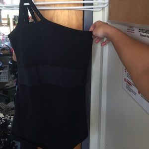 One shoulder yoga part mesh tank