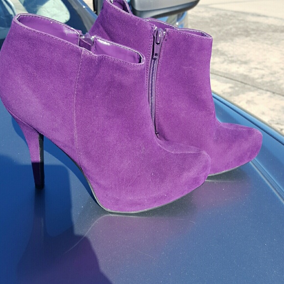 Purple heel booties