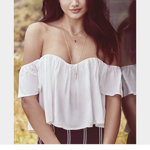 White off the shoulder flowy top