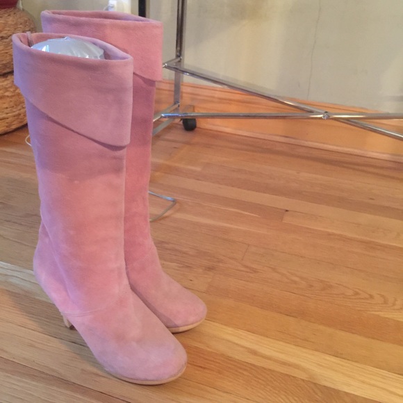 Vintage pink suede boots - size 7 - wooden heel - Picture 1 of 4