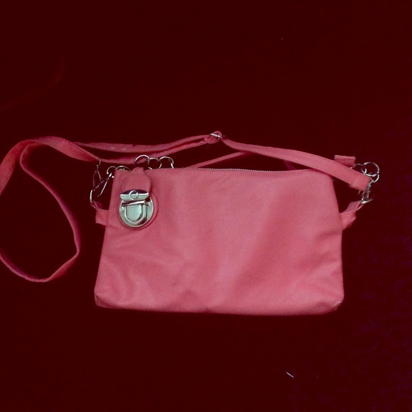 Salmon pink cross body bag
