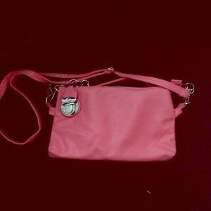 Salmon pink cross body bag