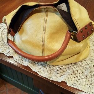 LUCKY BRAND YELLOW LEATHER HOBO BAG