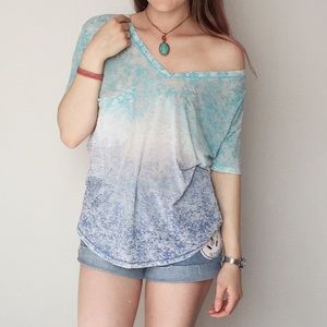 Turquoise to Blue Sheer Ombré Soft Tee