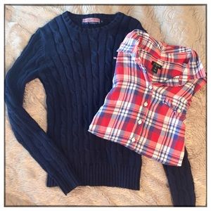 Vineyard Vines Cable Knit Navy Sweater, sz Small