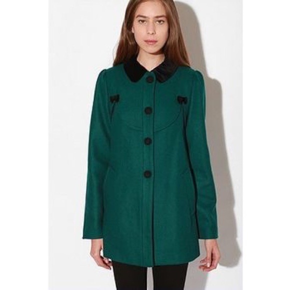 Velvet bows pea coat
