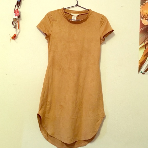 Faux Suede T-Shirt Dress