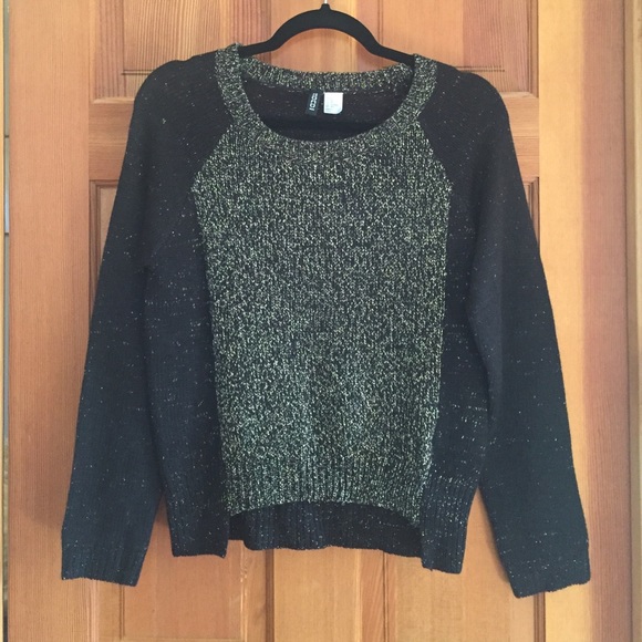 H&M Sweaters - H&M black metallic knit sweater xs